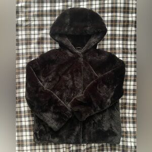 Zara XS Faux Fur Hooded Jacket